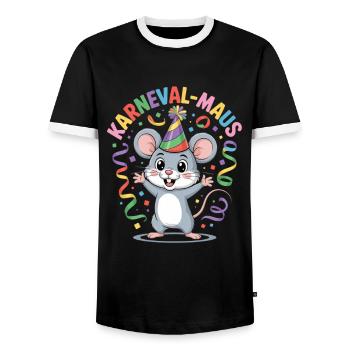 CARNIVAL MOUSE - Men's Ringer Shirt - black/white - Front - AI Model Female 172 light (172cm) & AI Model Male 178 light (178cm)