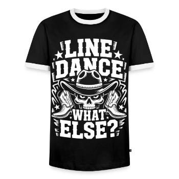 Line Dance Skull Cowboy Logo - Männer Kontrast-T-Shirt - Schwarz/Weiß - Vorne - AI Model Female 172 light (172cm) & AI Model Male 178 light (178cm)