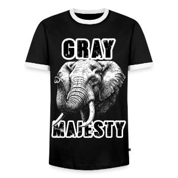 Éléphant Gray Majesty Puissance - T-shirt contrasté Homme - noir/blanc - Devant - AI Model Female 172 light (172cm) & AI Model Male 178 light (178cm)