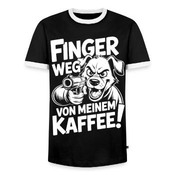 Finger Weg Von Meinem Kaffee - Männer Kontrast-T-Shirt - Schwarz/Weiß - Vorne - AI Model Female 172 light (172cm) & AI Model Male 178 light (178cm)