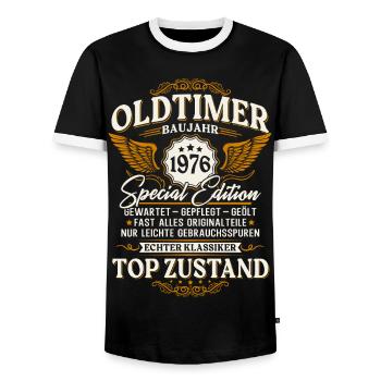 Oldtimer 1976 Baujahr 50. Geburtstag Geschenk - Männer Kontrast-T-Shirt - Schwarz/Weiß - Vorne - AI Model Female 172 light (172cm) & AI Model Male 178 light (178cm)