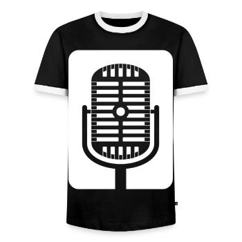 Retro-Mikrofon-Emblem - Männer Kontrast-T-Shirt - Schwarz/Weiß - Vorne - AI Model Female 172 light (172cm) & AI Model Male 178 light (178cm)