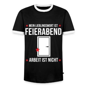 Mein Lieblingswort ist Feierabend Lustiges Design - Männer Kontrast-T-Shirt - Schwarz/Weiß - Vorne - AI Model Female 172 light (172cm) & AI Model Male 178 light (178cm)