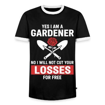 Gardener Humor - Men's Ringer Shirt - black/white - Front - AI Model Female 172 light (172cm) & AI Model Male 178 light (178cm)