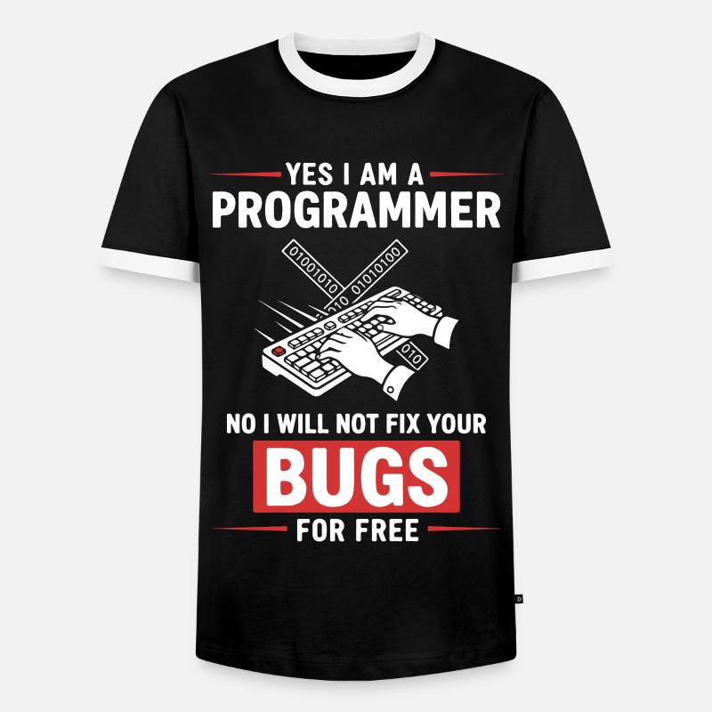 Humour Programmeur Fixe Pas Bugs - T-shirt contrasté Homme - noir/blanc