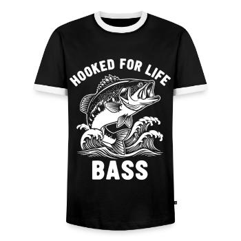 Passion Fishing River White Bar - Männer Kontrast-T-Shirt - Schwarz/Weiß - Vorne - AI Model Female 172 light (172cm) & AI Model Male 178 light (178cm)
