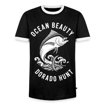 Sea Fishing Dorado - Men's Ringer Shirt - black/white - Front - AI Model Female 172 light (172cm) & AI Model Male 178 light (178cm)