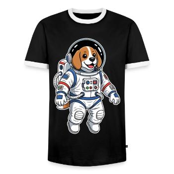 Chien Beagle Astronaute Espace Couleur - T-shirt contrasté Homme - noir/blanc - Devant - AI Model Female 172 light (172cm) & AI Model Male 178 light (178cm)