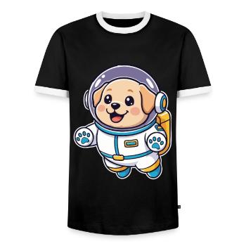 Golden Retriever Hund Weltraum-Astronaut niedlich - Männer Kontrast-T-Shirt - Schwarz/Weiß - Vorne - AI Model Female 172 light (172cm) & AI Model Male 178 light (178cm)