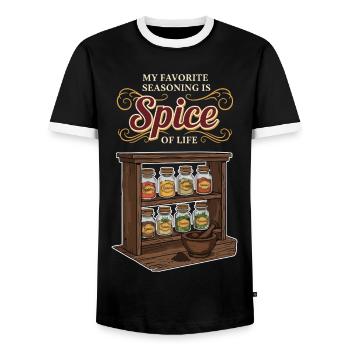 Spices Cooking Humor Spice of Life - Men's Ringer Shirt - black/white - Front - AI Model Female 172 light (172cm) & AI Model Male 178 light (178cm)