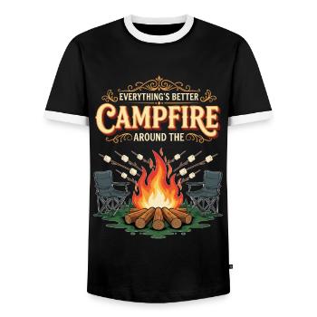 Camping Campfire Marshmallow Everything's Better - T-shirt contrasté Homme - noir/blanc - Devant - AI Model Female 172 light (172cm) & AI Model Male 178 light (178cm)