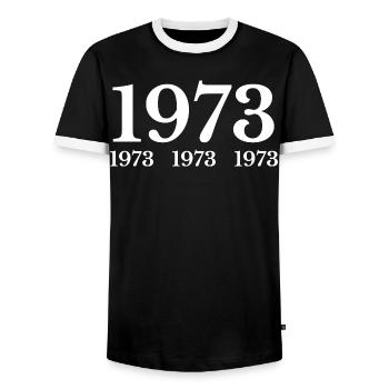 1973 - T-shirt contrasté Homme - noir/blanc - Devant - AI Model Female 172 light (172cm) & AI Model Male 178 light (178cm)