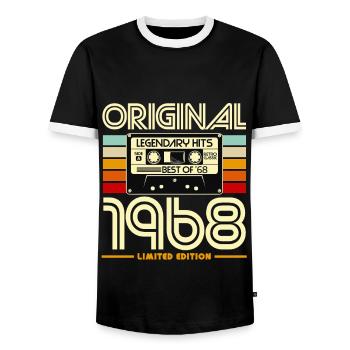 Originale limitierte Ausgabe von 1968 - Männer Kontrast-T-Shirt - Schwarz/Weiß - Vorne - AI Model Female 172 light (172cm) & AI Model Male 178 light (178cm)