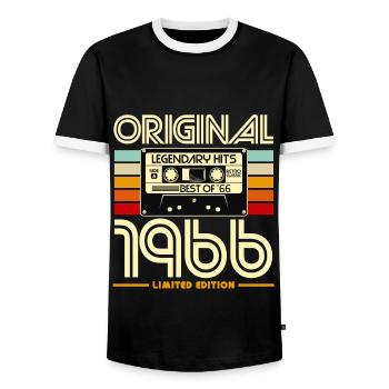 Original 1966 Cassette Retro - T-shirt contrasté Homme - noir/blanc - Devant - AI Model Female 172 light (172cm) & AI Model Male 178 light (178cm)