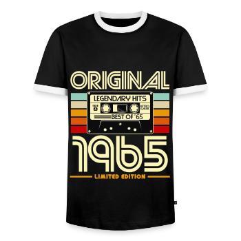 Original 1965 Limited Edition - Men's Ringer Shirt - black/white - Front - AI Model Female 172 light (172cm) & AI Model Male 178 light (178cm)