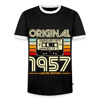 Original 1957 Edition Limitée - T-shirt contrasté Homme - noir/blanc - Devant - AI Model Female 172 light (172cm) & AI Model Male 178 light (178cm)