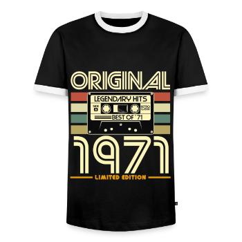 Original 1971 Retro Hits Cassette - T-shirt contrasté Homme - noir/blanc - Devant - AI Model Female 172 light (172cm) & AI Model Male 178 light (178cm)