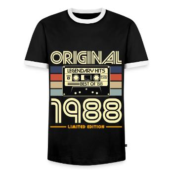 Cassette Retro 1988 Édition Limitée - T-shirt contrasté Homme - noir/blanc - Devant - AI Model Female 172 light (172cm) & AI Model Male 178 light (178cm)