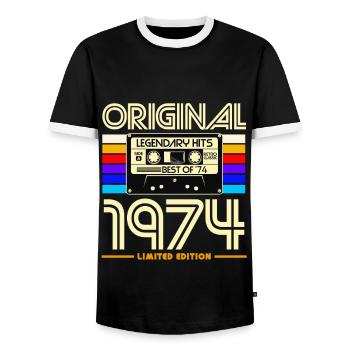 Original 1974 Limited Edition - T-shirt contrasté Homme - noir/blanc - Devant - AI Model Female 172 light (172cm) & AI Model Male 178 light (178cm)