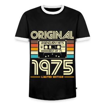 Original 1975 Edition Cassette Retro - T-shirt contrasté Homme - noir/blanc - Devant - AI Model Female 172 light (172cm) & AI Model Male 178 light (178cm)