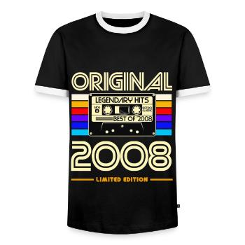 Original 2008 Limited Cassette Art - T-shirt contrasté Homme - noir/blanc - Devant - AI Model Female 172 light (172cm) & AI Model Male 178 light (178cm)