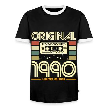 Original 1990 Rétro Cassette Édition - T-shirt contrasté Homme - noir/blanc - Devant - AI Model Female 172 light (172cm) & AI Model Male 178 light (178cm)