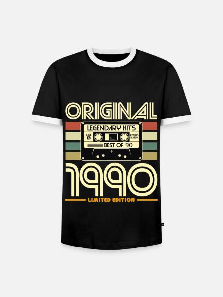 Original 1990 Retro Cassette Edition - Men's Ringer Shirt - black/white