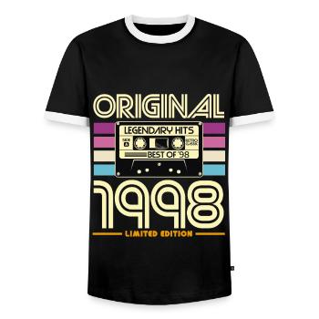 Original 1998 Limited Edition Cassette - T-shirt contrasté Homme - noir/blanc - Devant - AI Model Female 172 light (172cm) & AI Model Male 178 light (178cm)
