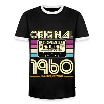 Original 1960 Cassette Retro - T-shirt contrasté Homme - noir/blanc - Devant - AI Model Female 172 light (172cm) & AI Model Male 178 light (178cm)