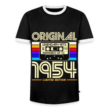 Original 1954 Vintage Cassette - T-shirt contrasté Homme - noir/blanc - Devant - AI Model Female 172 light (172cm) & AI Model Male 178 light (178cm)