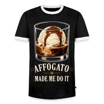 Affogato m’a forcé à le faire - T-shirt contrasté Homme - noir/blanc - Devant - AI Model Female 172 light (172cm) & AI Model Male 178 light (178cm)