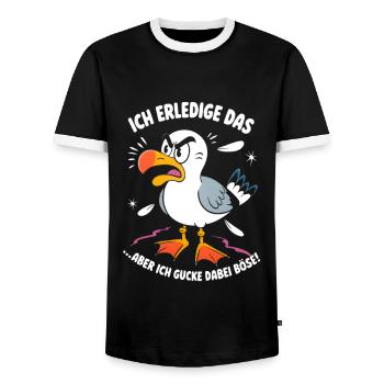 Ich mach das Möwe lustiger Büro Spruch - Männer Kontrast-T-Shirt - Schwarz/Weiß - Vorne - AI Model Female 172 light (172cm) & AI Model Male 178 light (178cm)