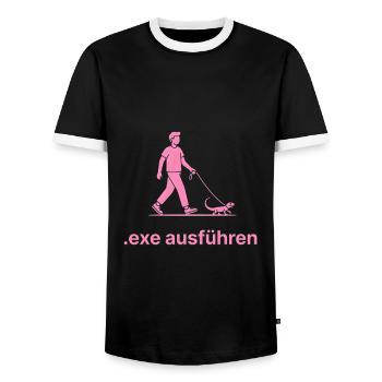 .EXE ausführen – Lustiges Informatiker Shirt pink - Männer Kontrast-T-Shirt - Schwarz/Weiß - Vorne - AI Model Female 172 light (172cm) & AI Model Male 178 light (178cm)
