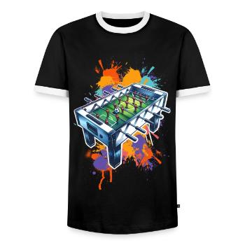 Tischkicker Tischfußball - Männer Kontrast-T-Shirt - Schwarz/Weiß - Vorne - AI Model Female 172 light (172cm) & AI Model Male 178 light (178cm)
