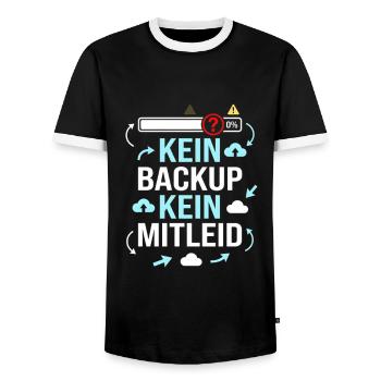 Datensicherung, Kein Backup kein Mitleid - Männer Kontrast-T-Shirt - Schwarz/Weiß - Vorne - AI Model Female 172 light (172cm) & AI Model Male 178 light (178cm)