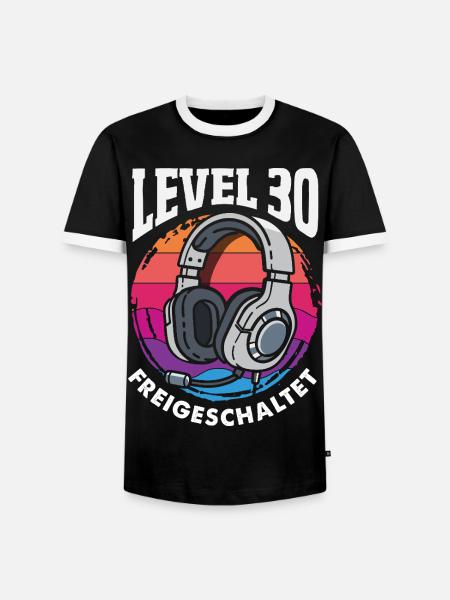 Level 30 Freigeschaltet Gamer - Männer Kontrast-T-Shirt - Schwarz/Weiß