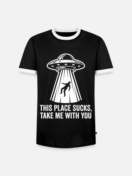 UFO-Entführungstext-Tee - Männer Kontrast-T-Shirt - Schwarz/Weiß