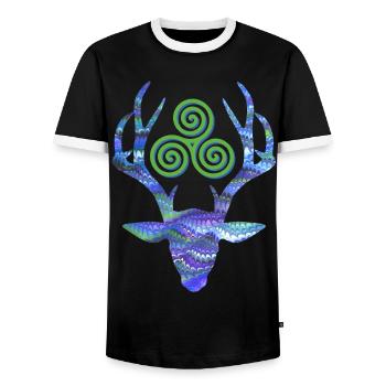 Tête de cerf avec Triskele E 103 - T-shirt contrasté Homme - noir/blanc - Devant - AI Model Female 172 light (172cm) & AI Model Male 178 light (178cm)