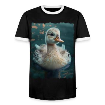 Cute duck cute duckling - Men's Ringer Shirt - black/white - Front - AI Model Female 172 light (172cm) & AI Model Male 178 light (178cm)