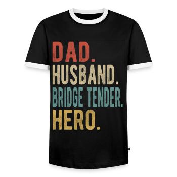 Brücke Zärtlicher Vater Ehemann Held - Männer Kontrast-T-Shirt - Schwarz/Weiß - Vorne - AI Model Female 172 light (172cm) & AI Model Male 178 light (178cm)