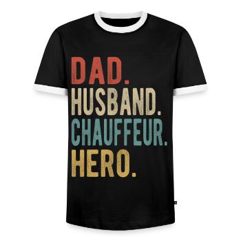 Chauffeur Papa Ehemann Held - Männer Kontrast-T-Shirt - Schwarz/Weiß - Vorne - AI Model Female 172 light (172cm) & AI Model Male 178 light (178cm)