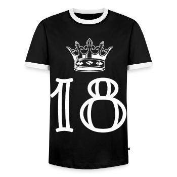 18 Zahl Krone - Männer Kontrast-T-Shirt - Schwarz/Weiß - Vorne - AI Model Female 172 light (172cm) & AI Model Male 178 light (178cm)