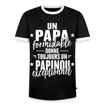 Papa Formidable Donne Un Papinou Exceptionnel - T-shirt contrasté Homme - noir/blanc - Devant - AI Model Female 172 light (172cm) & AI Model Male 178 light (178cm)