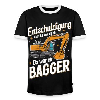 Excavator Driver Construction Worker Construction Site Construction Machine - Men's Ringer Shirt - black/white - Front - AI Model Female 172 light (172cm) & AI Model Male 178 light (178cm)