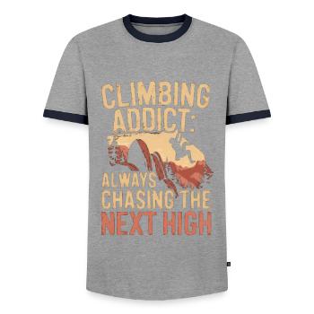 Klettern Freeclimbing felsklettern Spruch - Männer Kontrast-T-Shirt - Grau/Navy  - Vorne - AI Model Female 172 light (172cm) & AI Model Male 178 light (178cm)