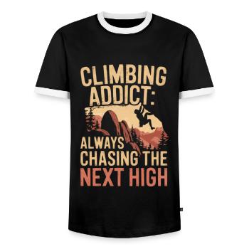 Climbing Free Climbing Rock Climbing Saying - Men's Ringer Shirt - black/white - Front - AI Model Female 172 light (172cm) & AI Model Male 178 light (178cm)