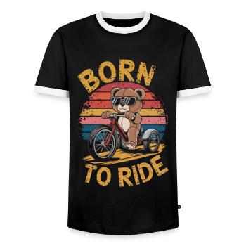 Teddy bear with sunglasses on tricycle vintage - Men's Ringer Shirt - black/white - Front - AI Model Female 172 light (172cm) & AI Model Male 178 light (178cm)