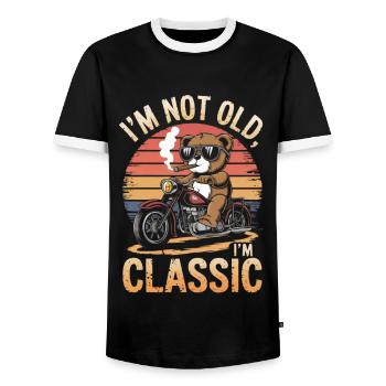 Ours en peluche avec des lunettes de soleil équitation moto vintage - T-shirt contrasté Homme - noir/blanc - Devant - AI Model Female 172 light (172cm) & AI Model Male 178 light (178cm)