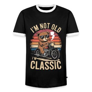 Ours en peluche avec des lunettes de soleil équitation moto vintage - T-shirt contrasté Homme - noir/blanc - Devant - AI Model Female 172 light (172cm) & AI Model Male 178 light (178cm)