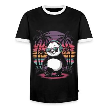 Panda with sunglasses and headphones - Men's Ringer Shirt - black/white - Front - AI Model Female 172 light (172cm) & AI Model Male 178 light (178cm)